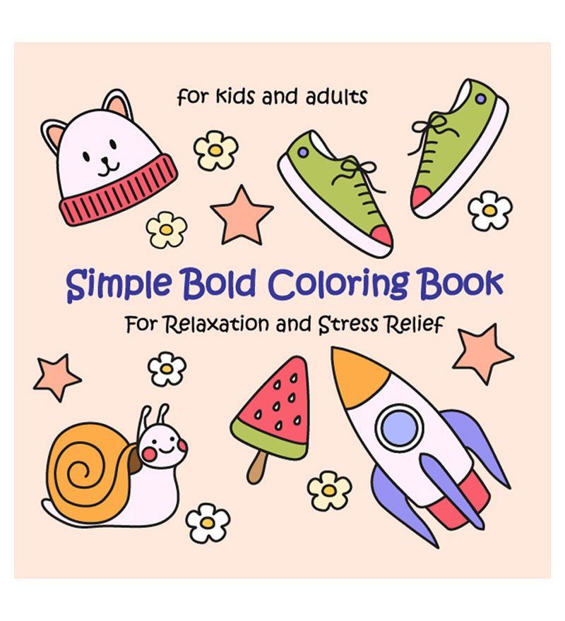 Simple Bold Coloring Book for Relaxation and Stress-Relief