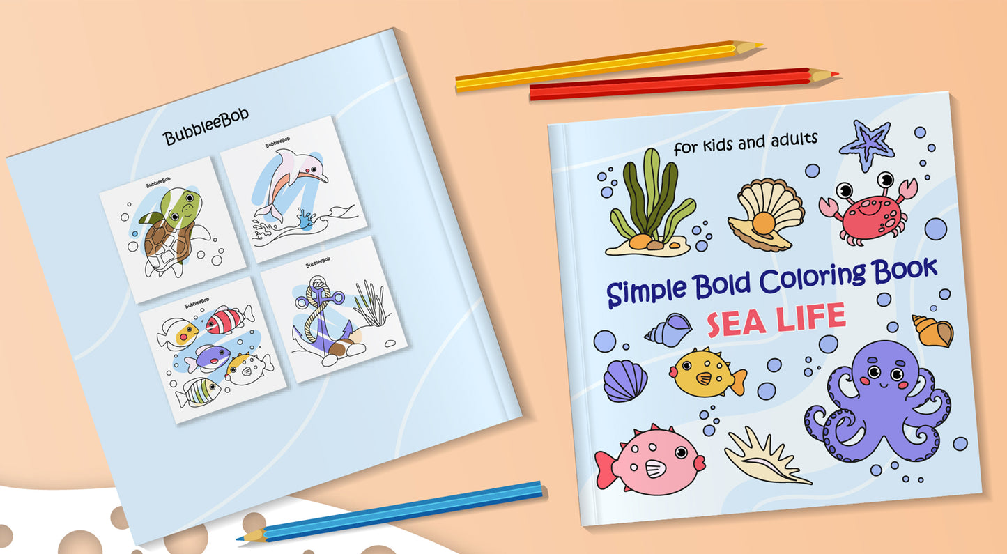 Simple Bold Coloring Book. Sea Life