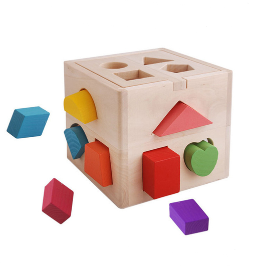 Wooden Shape and Color Matching Cube