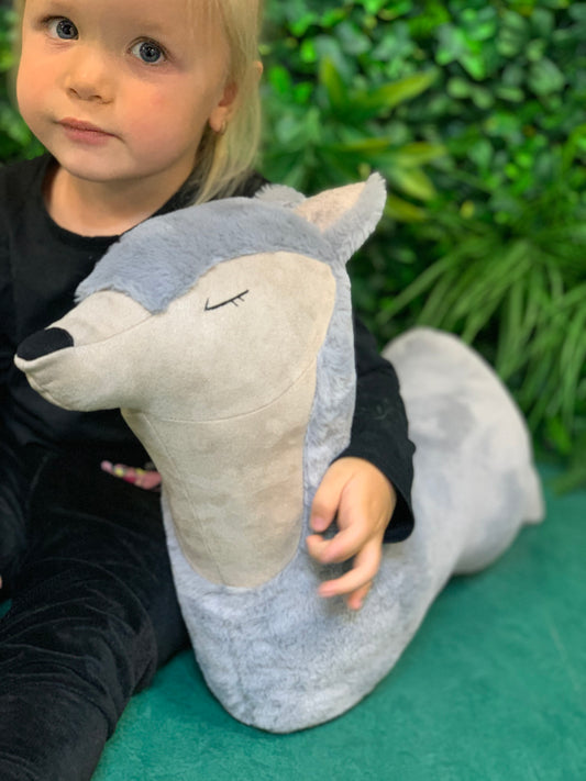 Handmade 45cm Wolf Toy Pillow – Soft, Cozy, and Reassuring